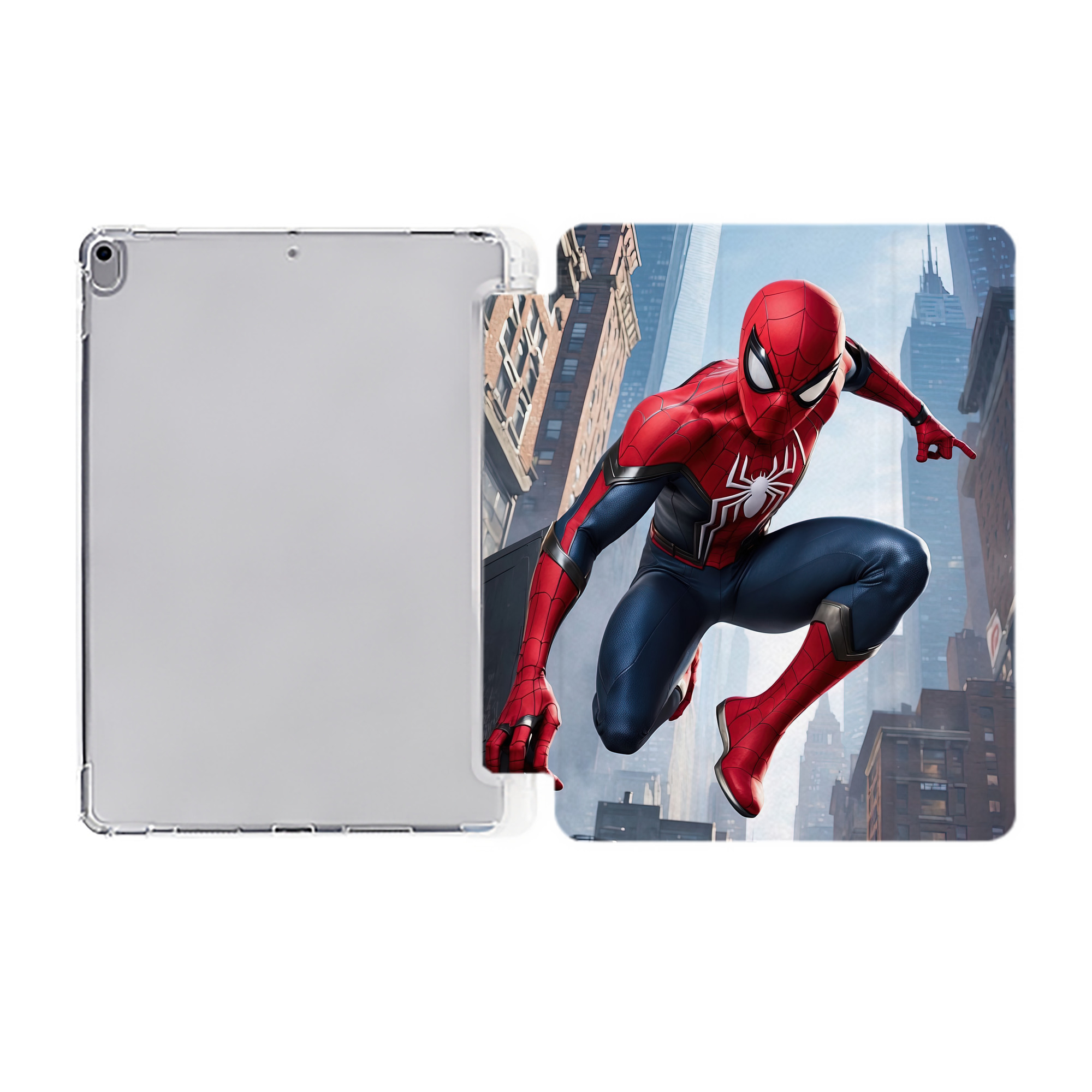 （画像用） Spider Man スパイダーマン IPad ケース ペン収納付き 三つ折りスタンド PUレザー×シリコン 対応機種9.5/10.5/10.9インチ